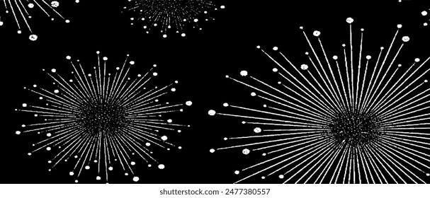 Circular starburst explosion texture. Distressed uneven grunge background. Abstract vector illustration. Overlay to create interesting effect and depth. Isolated on white background.