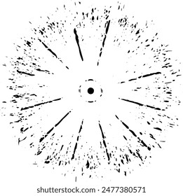 Textura de explosión de estallido circular. Fondo de grunge desigual angustiado. Abstractas Ilustración vectorial. Superposición para crear un efecto y una profundidad interesantes. Aislado sobre fondo blanco.