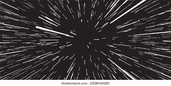 Circular starburst explosion texture. Distressed uneven grunge background. Abstract vector illustration. Overlay to create interesting effect and depth. Isolated on white background.