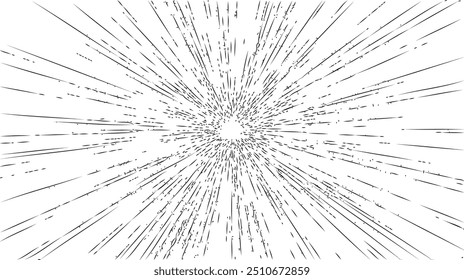 Circular starburst explosion texture. Distressed uneven grunge background. Abstract vector illustration. Overlay to create interesting effect and depth. Isolated on white background.