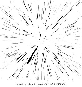 Circular starburst explosion texture. Distressed uneven grunge background. Abstract vector illustration. Overlay to create interesting effect and depth. Isolated on white background.
