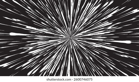 Circular starburst explosion texture. Distressed uneven grunge background. Abstract vector illustration. Overlay to create interesting effect and depth. Isolated on white background.