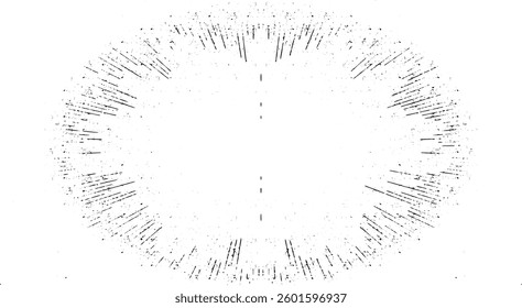 Circular starburst explosion texture. Distressed uneven grunge background. Abstract vector illustration. Overlay to create interesting effect and depth. Isolated on white background.