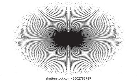 Circular starburst explosion texture. Distressed uneven grunge background. Abstract vector illustration. Overlay to create interesting effect and depth. Isolated on white background.