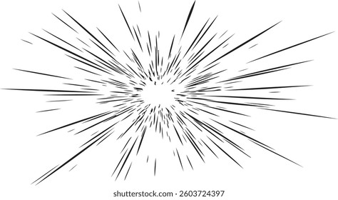 Circular starburst explosion texture. Distressed uneven grunge background. Abstract vector illustration. Overlay to create interesting effect and depth. Isolated on white background.