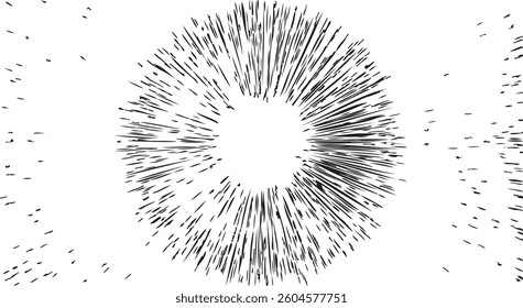 Circular starburst explosion texture. Distressed uneven grunge background. Abstract vector illustration. Overlay to create interesting effect and depth. Isolated on white background.