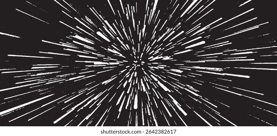 Circular starburst explosion texture. Distressed uneven grunge background. Abstract vector illustration. Overlay to create interesting effect and depth. Isolated on white background.