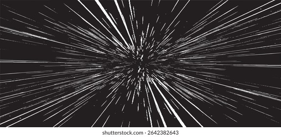 Circular starburst explosion texture. Distressed uneven grunge background. Abstract vector illustration. Overlay to create interesting effect and depth. Isolated on white background.