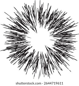 Circular starburst explosion texture. Distressed uneven grunge background. Abstract vector illustration. Overlay to create interesting effect and depth. Isolated on white background.