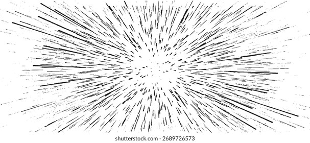 Zirkuläre Sternenhimmel-Explosionsstruktur. Unregelmäßiger, unebener Hintergrund. Abstrakte Vektorgrafik. Overlay, um interessante Effekte und Tiefe zu erzeugen. Einzeln auf weißem Hintergrund.