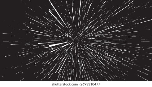 Circular starburst explosion texture. Distressed uneven grunge background. Abstract vector illustration. Overlay to create interesting effect and depth. Isolated on white background.
