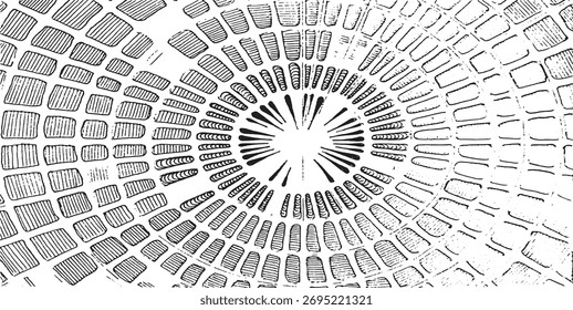 Circular starburst explosion texture. Distressed uneven grunge background. Abstract vector illustration. Overlay to create interesting effect and depth. Isolated on white background.