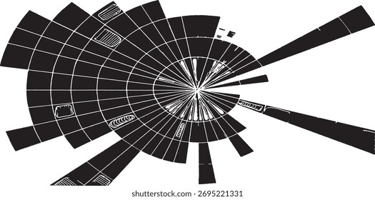 Circular starburst explosion texture. Distressed uneven grunge background. Abstract vector illustration. Overlay to create interesting effect and depth. Isolated on white background.
