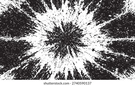 Circular starburst explosion texture. Distressed uneven grunge background. Abstract vector illustration. Overlay to create interesting effect and depth. Isolated on white background.