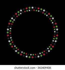 A circular starry vector border. UAE national day design elements.