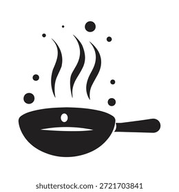 Logotipo culinario circular del vapor con la sartén