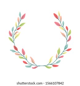 Circular stem pattern. The stem is green and has colorful leaves. This pattern can be used as a logo, mode, invitation card, book cover, wallpaper, and website.
