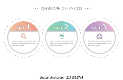 Plantilla de diagrama de pasos circulares, que se puede utilizar para infografías en presentaciones de negocios