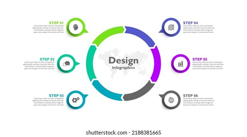 Circular steps infographics business template for abstract background design
