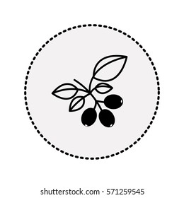 circular sticker silhouette coffee tree branch with leaves