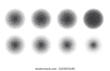 Circular stippling spray texture with gradient dot patterns