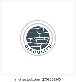Logotipo de textura de pedra circular com design minimalista moderno