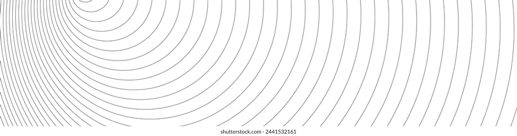 Fondos de franjas circulares. Patrones radiales abstractos con líneas negras Fondo monocromo rectangular. Ilustración vectorial de irradiación de ondas sonoras o vibraciones circulares en la superficie del agua