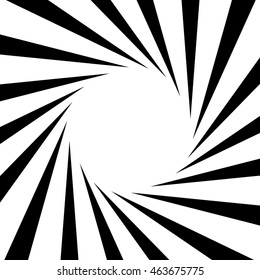 Circular, stripes lines geometric pattern. Monochrome starburst, sunburst. Vector.