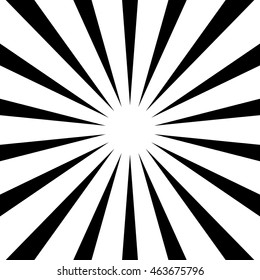 Circular, stripes lines geometric pattern. Monochrome starburst, sunburst. Vector.