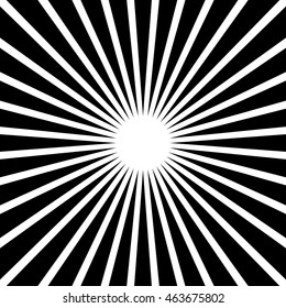 Circular, stripes lines geometric pattern. Monochrome starburst, sunburst. Vector.