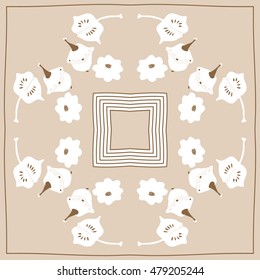 Circular  stripes pattern with pumpkins . Hand drawn.