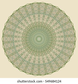 a circular structured rosette in green shades