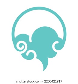 circular style cloud icon, cloud in chinese culture, vector illustration