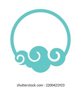 circular style cloud icon, cloud in chinese culture, vector illustration