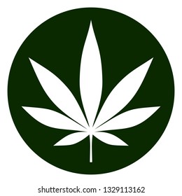 Tarjeta circular estilizada de silueta de hoja de marihuana. Marihuana de cáñamo. Ilustración del vector 