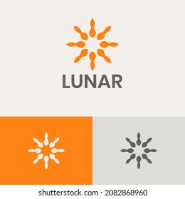 Circular sunbeam logo design concept. Spark logomark illustration. Can representing blossom, burst, summer, yoga,  spa, beauty, fashion.