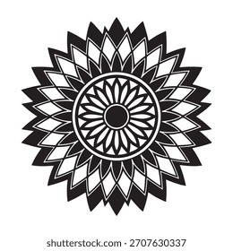Circular sunflower silhouette vector icon