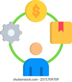 Circular Supply Chain Icon Flat Vector Illustration