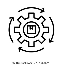 Ilustración vectorial circular del icono del contorno de la cadena de suministro