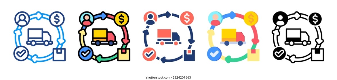 Circular Supplychain Icon Set Multiple Style Collection Vector Illustration