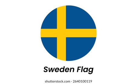 Circular Swedish Flag Icon:  Nordic Blue and Gold Cross