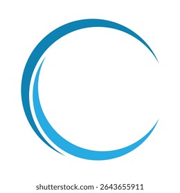Circular Swirl Blue Vector Set, Modern Abstract Logo Elements.