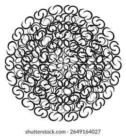 Circular swirl cluster. Dense loop pattern. Spiral shape Vector. Dynamic ring symbol.