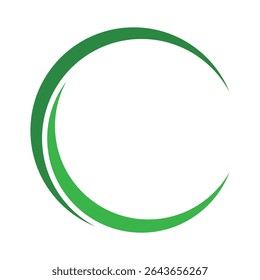Circular Swirl Green Vector Set, Modern Abstract Logo Elements.