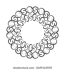 Coroa de redemoinho circular. Anel de loop trançado. Espiral da coroa Vetor. Design redondo oco.