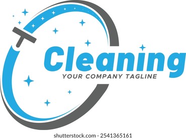 Circular Swoosh Cleaning Logo Design, Logo Design for Cleaning Service, Cleaning Service Logo, Sparkle and Shine Cleaning Log Design