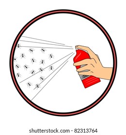 Circular symbol killing ants with insecticide