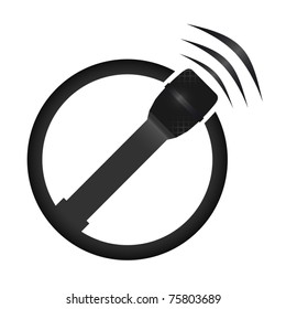 Circular symbol with a picture of a microphone