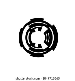 Símbolo circular o signo, elemento de diseño para logotipo, emblema, icono sobre fondo blanco.