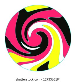 circular symbol with vortex in pop pink yellow shades